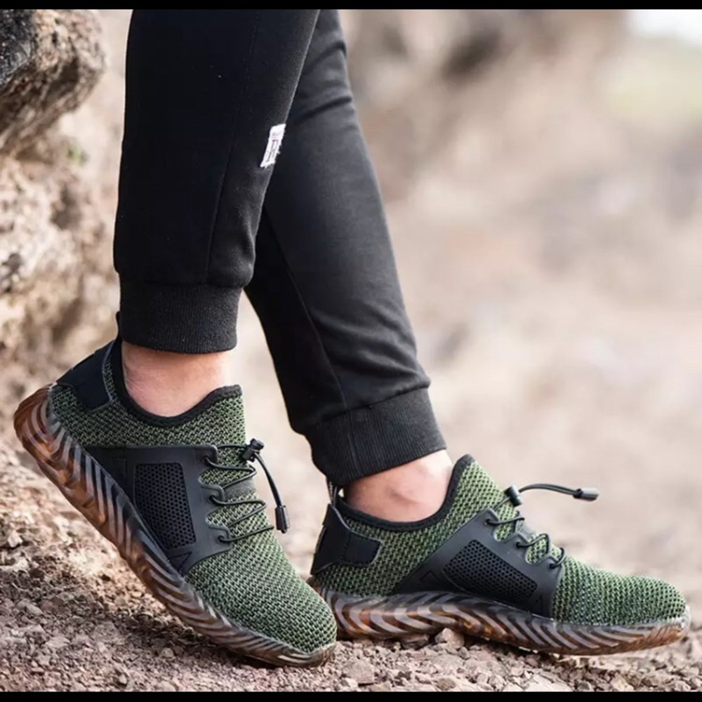 Green athletic shoes